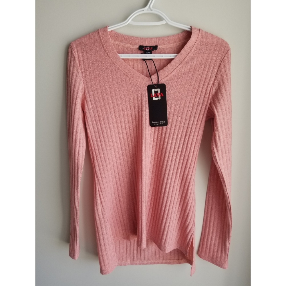 NWT WOMENS SIZE SMALL LAVA PINK V NECK SWEATER
